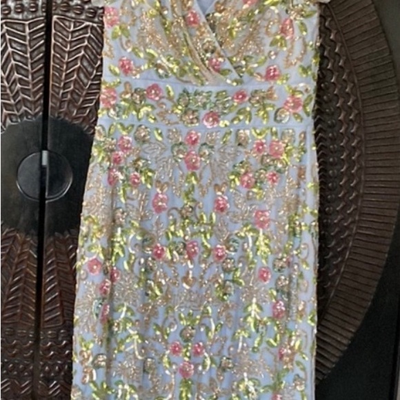 Mac Duggar - size 8 Floral Embellished flutter sleeve dress - Picture 6 of 7